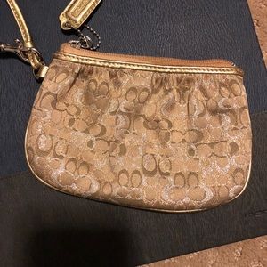 Authentic Gold Coach Wristlet